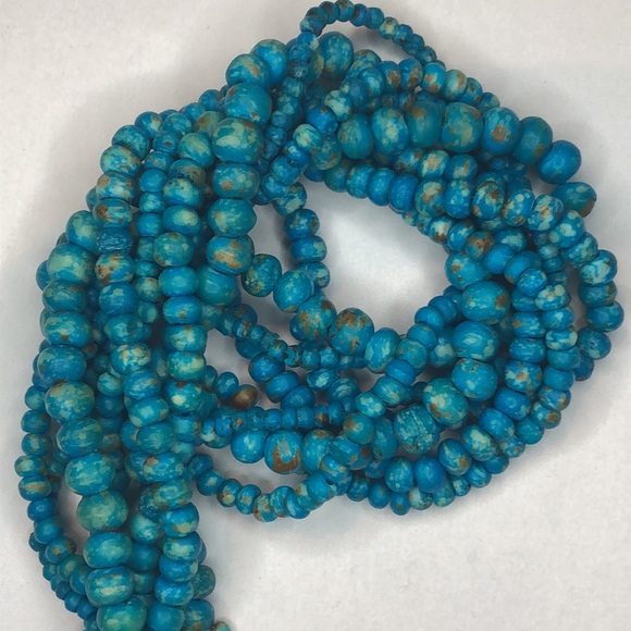 Turquoise 4 Strand Long Beaded Necklace 30” - Picture 3 of 7